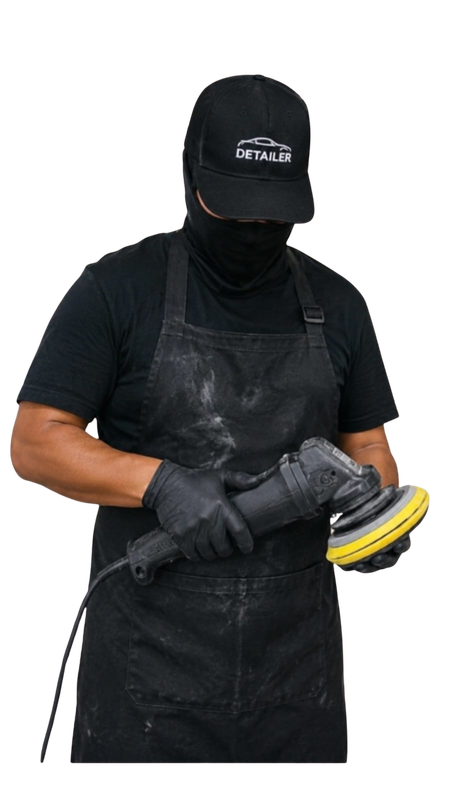 Detailer profesional trabajando con pulidora